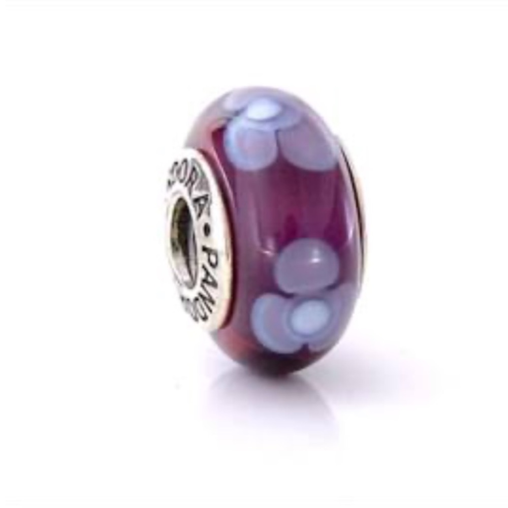 Pandora Purple Flowers Murano Glass Charm
